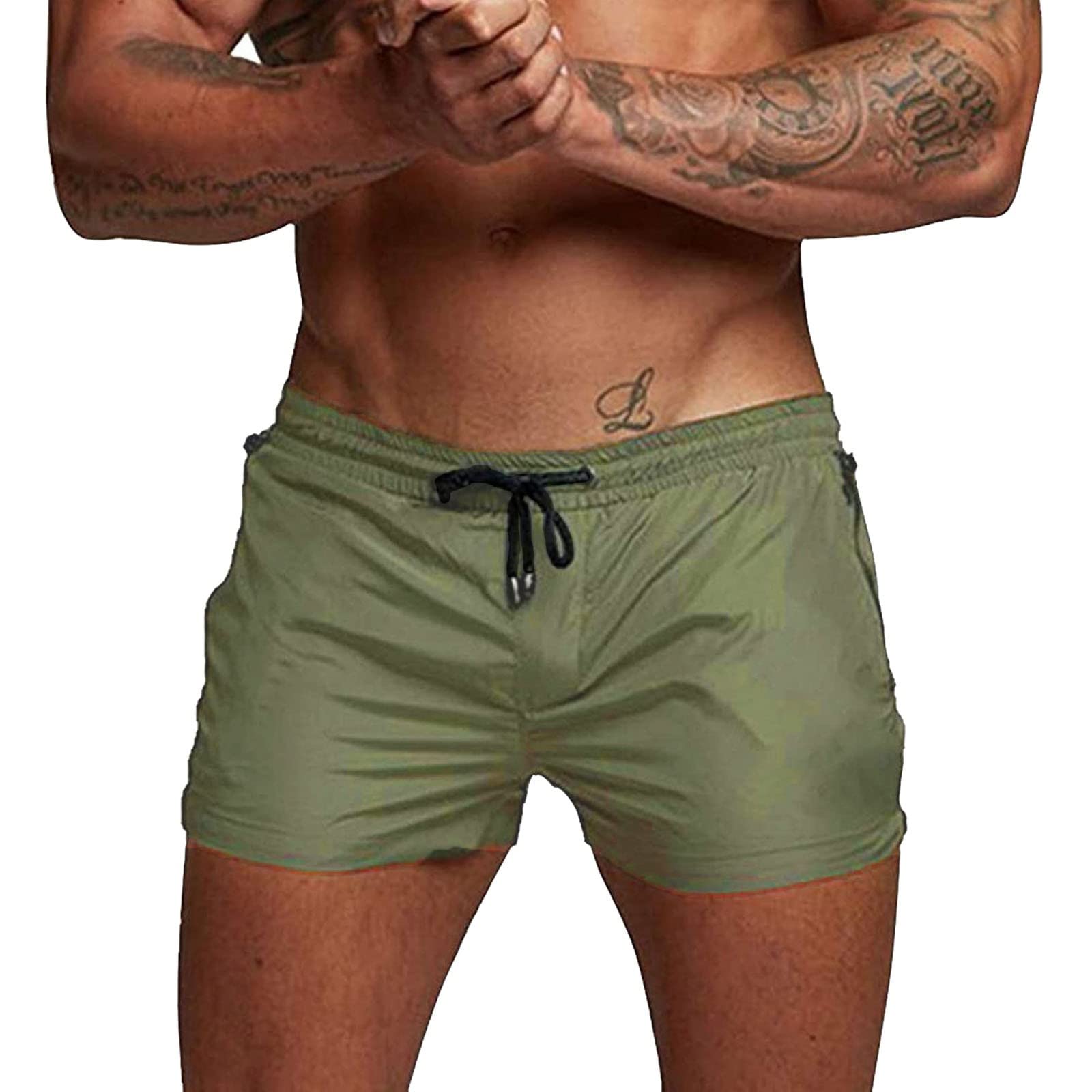 **Quick-Dry Men's Sports Shorts - Solid Color Athletic Swim Trunks for Beach, Running & Gym Workouts**