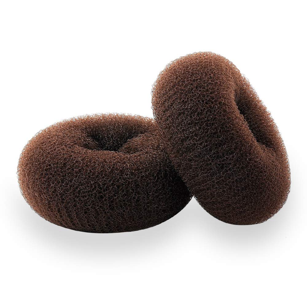 Nicemovic 2PCS Large Hair Donut Bun Maker (3.5 Inch/Brown) - Ring Style Bun Shaper for Thick & Long Hair - Perfect for Updos, Weddings, Parties & Everyday Hairstyles
