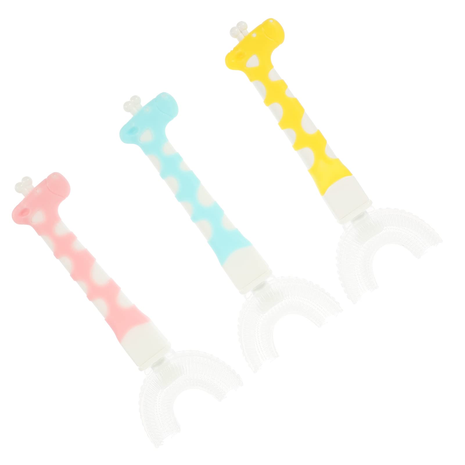 U-Shaped Silicone Toothbrush for Kids 4-8 Years Old - 3 Pack Manual Whole Mouth Toothbrushes for Oral Cleaning & Massage | Perfect for Teeth Training & Gentle Brushing for Boys & Girls