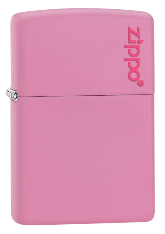 Zippo Pink Matte Logo Lighter - Windproof Refillable Pocket Lighter for Outdoor Camping, Hiking & Everyday Carry (ECDC)