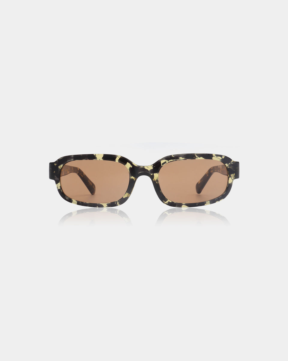 A. Kjaerbede Black/Yellow Tortoise Sunglasses - Stylish UV Protection for Outdoor Activities & Fashion