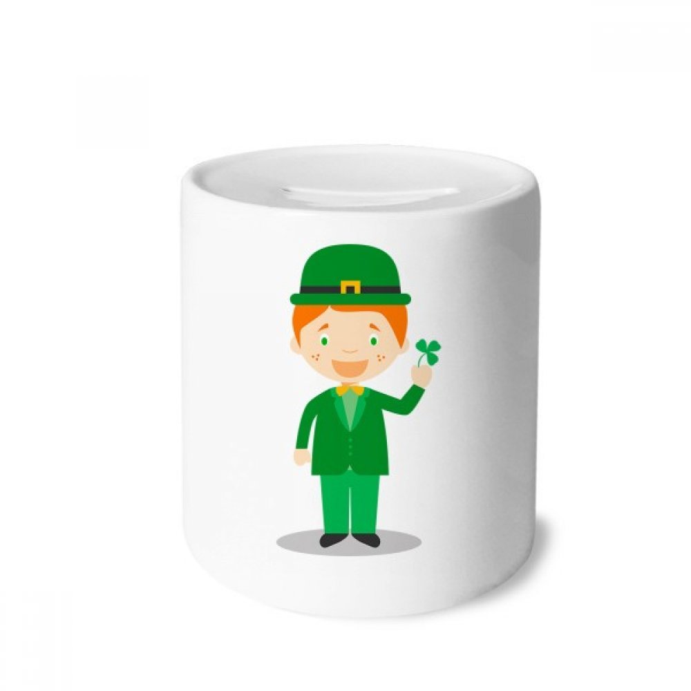 DIYthinker Green Ireland Cartoon Ceramic Piggy Bank - Money Box Coin Bank for Savings, Unique Gift for Kids & Collectors - Perfect for Birthday, Christmas & Home Decor