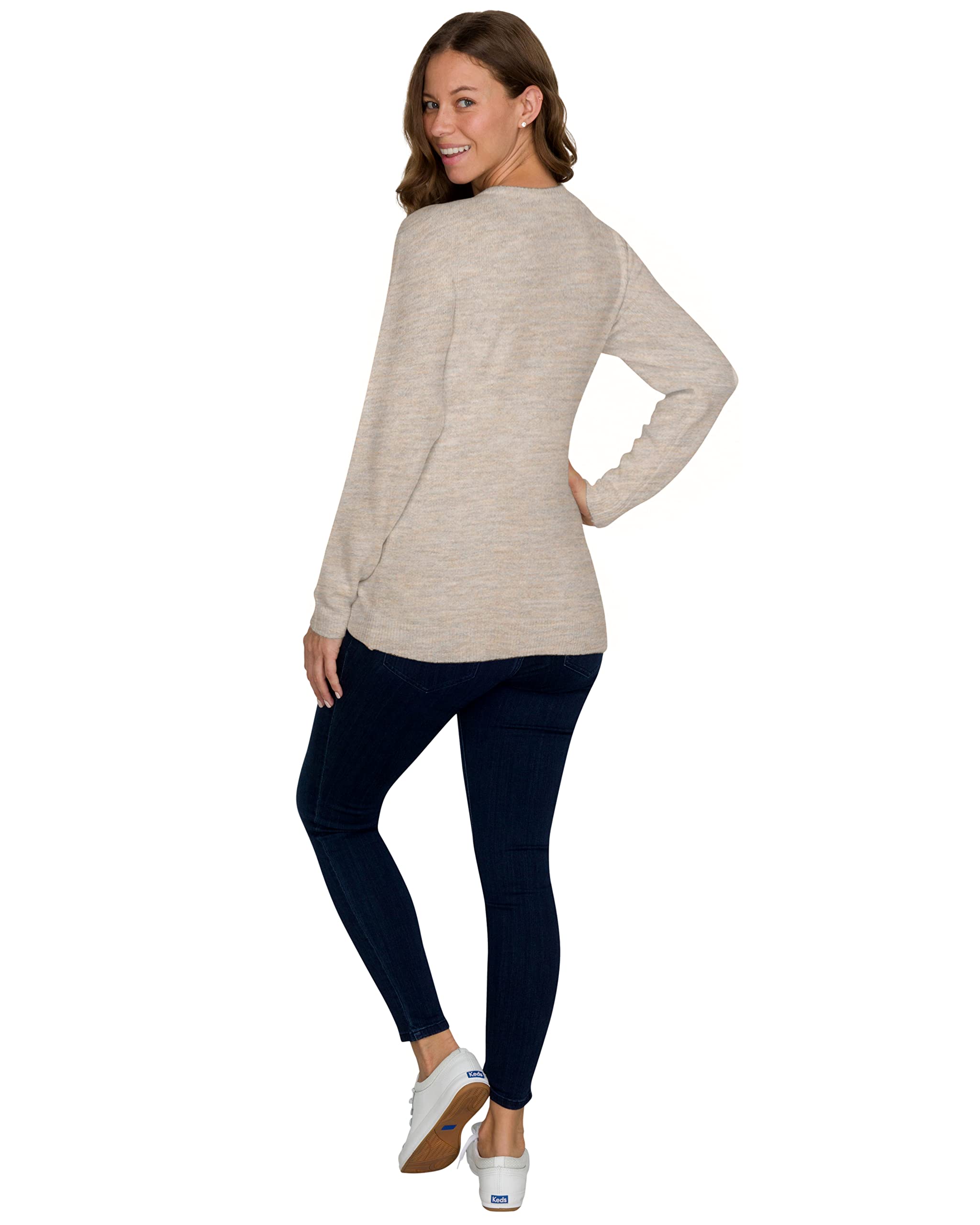Eliana Stretch Brushed Knit Maternity Sweater - Soft Comfortable Pregnancy Top for Expecting Moms - Perfect for Work, Casual Wear & Baby Showers