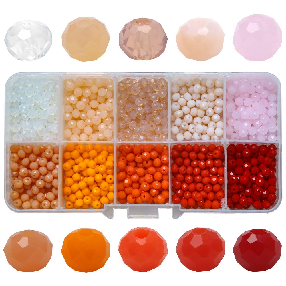 4MM Colorful Rondelle Spacer Beads for Jewelry Making - 2000pcs Faceted Glass Beads in 20 Colors (DIY Earrings, Bracelets & Necklace) - Perfect for Handmade Jewelry, Craft Projects & Gift Making