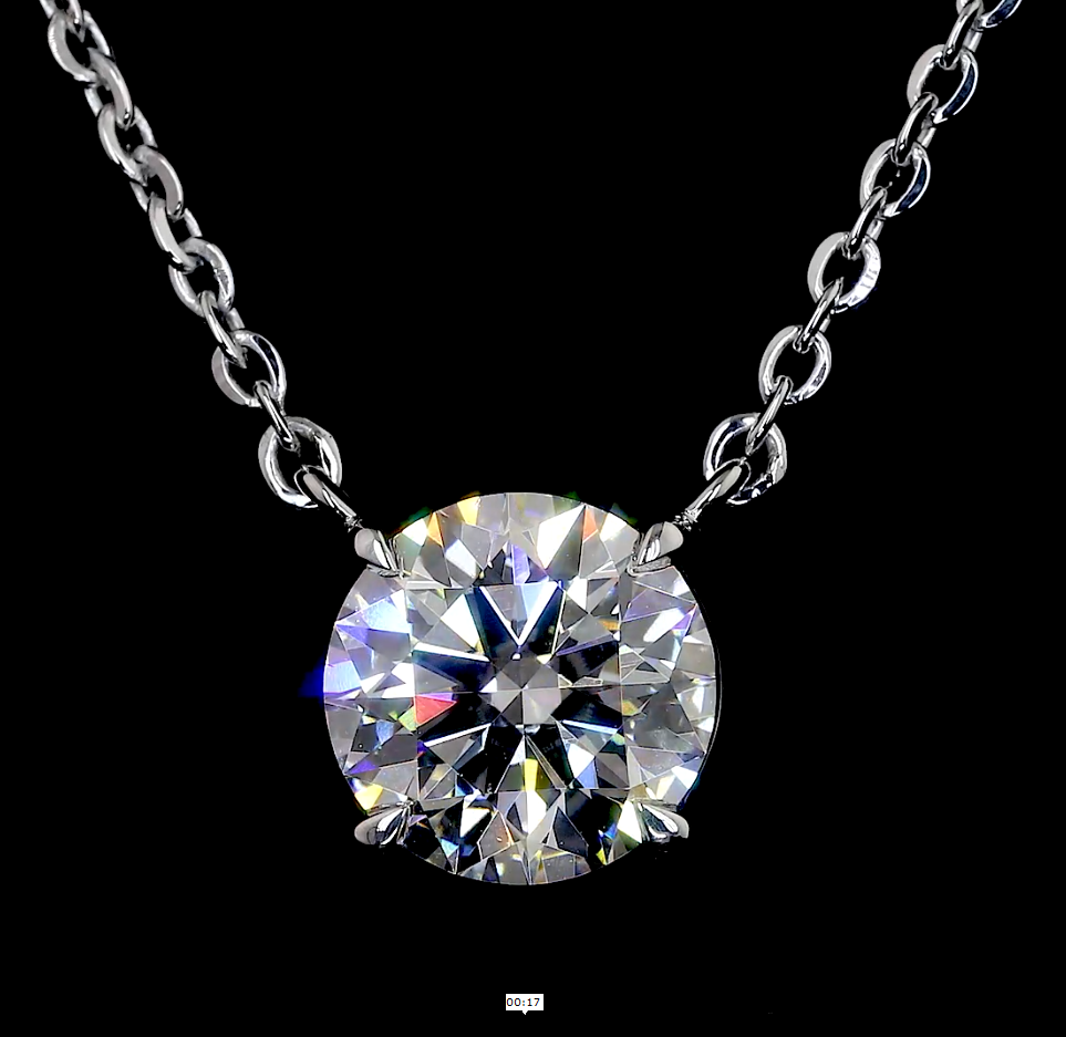 2.1 Carat Lab-Grown Round Diamond Pendant in 14K White Gold - VS1 Clarity, D Color, Solitaire Necklace for Women - Perfect for Weddings, Anniversaries & Special Occasions