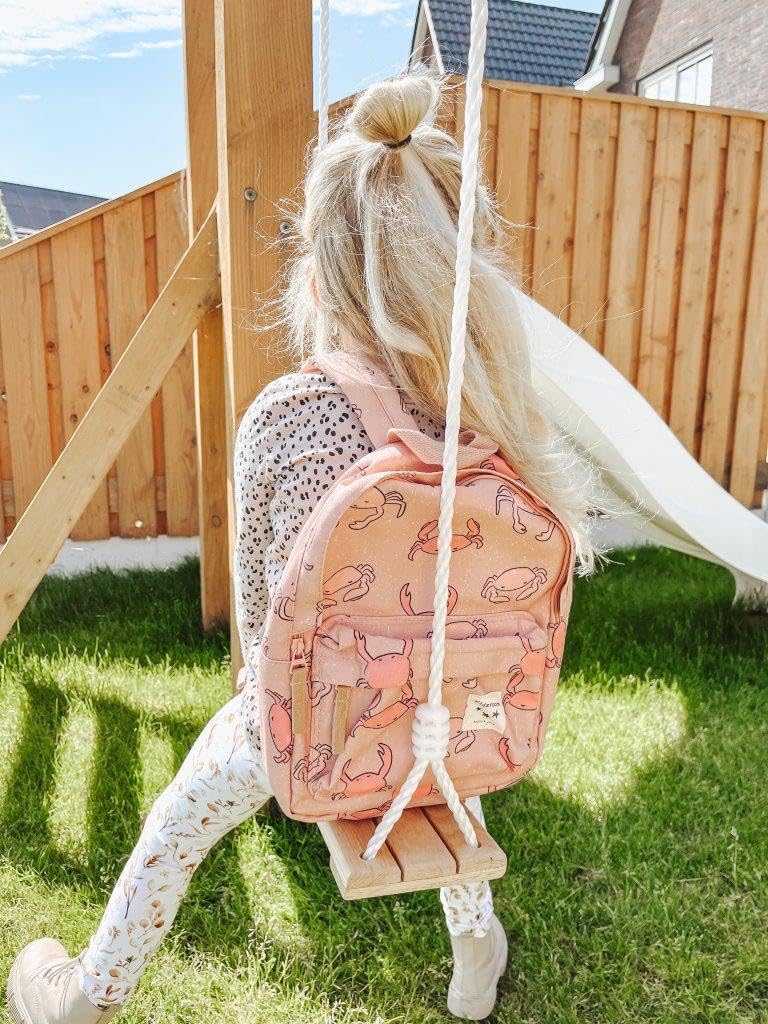 **Kids Backpack with Cute Crab Design - Pink School Bag for Boys & Girls, Lightweight & Durable for School, Travel, and Outdoor Adventures**