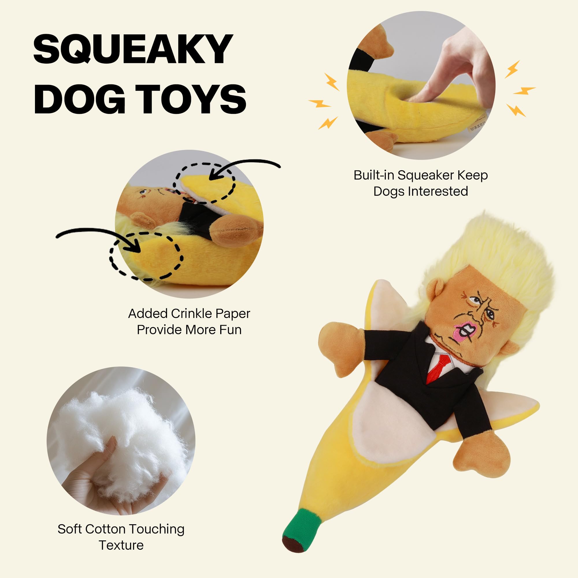 Crinkle Paper Squeaky Dog Toys - Funny Plush Interactive Dog Chew Toys for Small, Medium & Large Dogs - Perfect for Playtime, Training & Entertainment