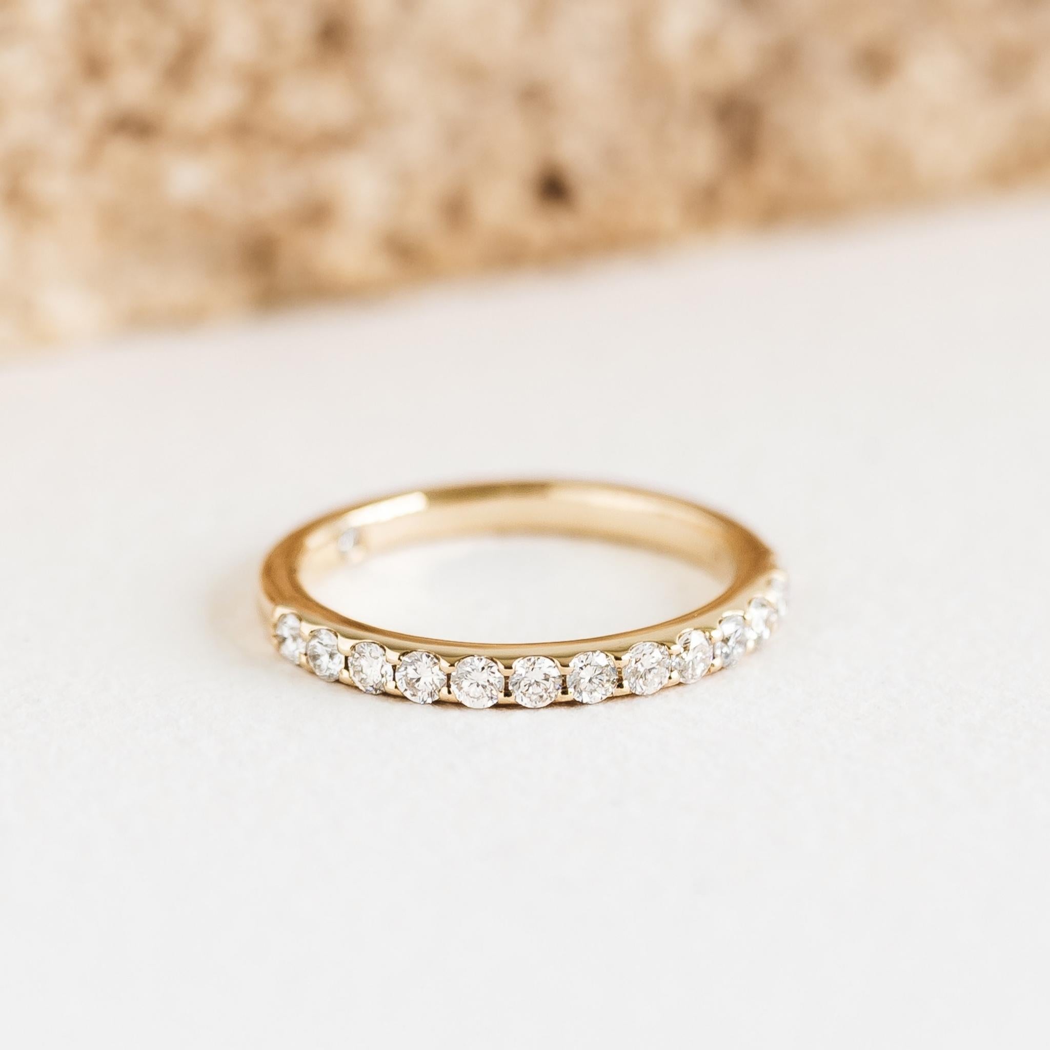 14K Gold Diamond Half Eternity Ring for Women - Elegant Wedding Band, Anniversary Gift & Promise Ring - Perfect for Engagements, Valentine's Day & Special Occasions