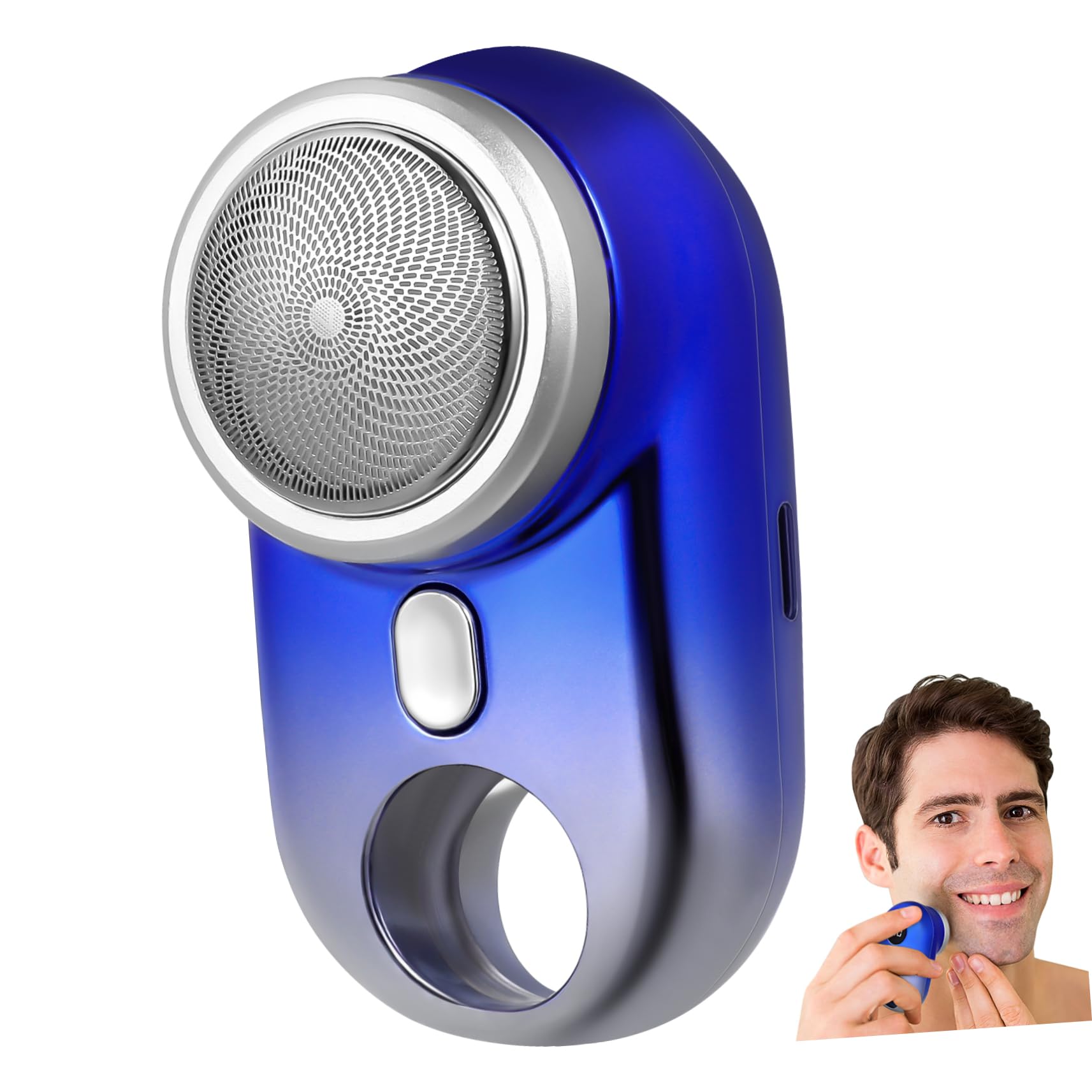 Mini Portable Electric Shaver for Men - USB Rechargeable Travel Razor with Gradient Blue Color | Lightweight Compact Design for Home & On-the-Go Grooming | Perfect for Business Trips, Gym Bags & Daily Shaving