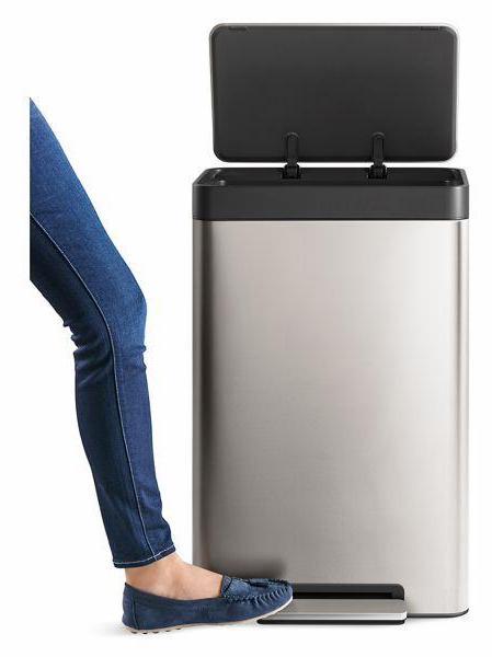 13 Gallon Stainless Steel Step Trash Can with Black Finish - Kohler BST 20940 | Durable Kitchen & Office Waste Bin for Home, Restaurant & Commercial Use