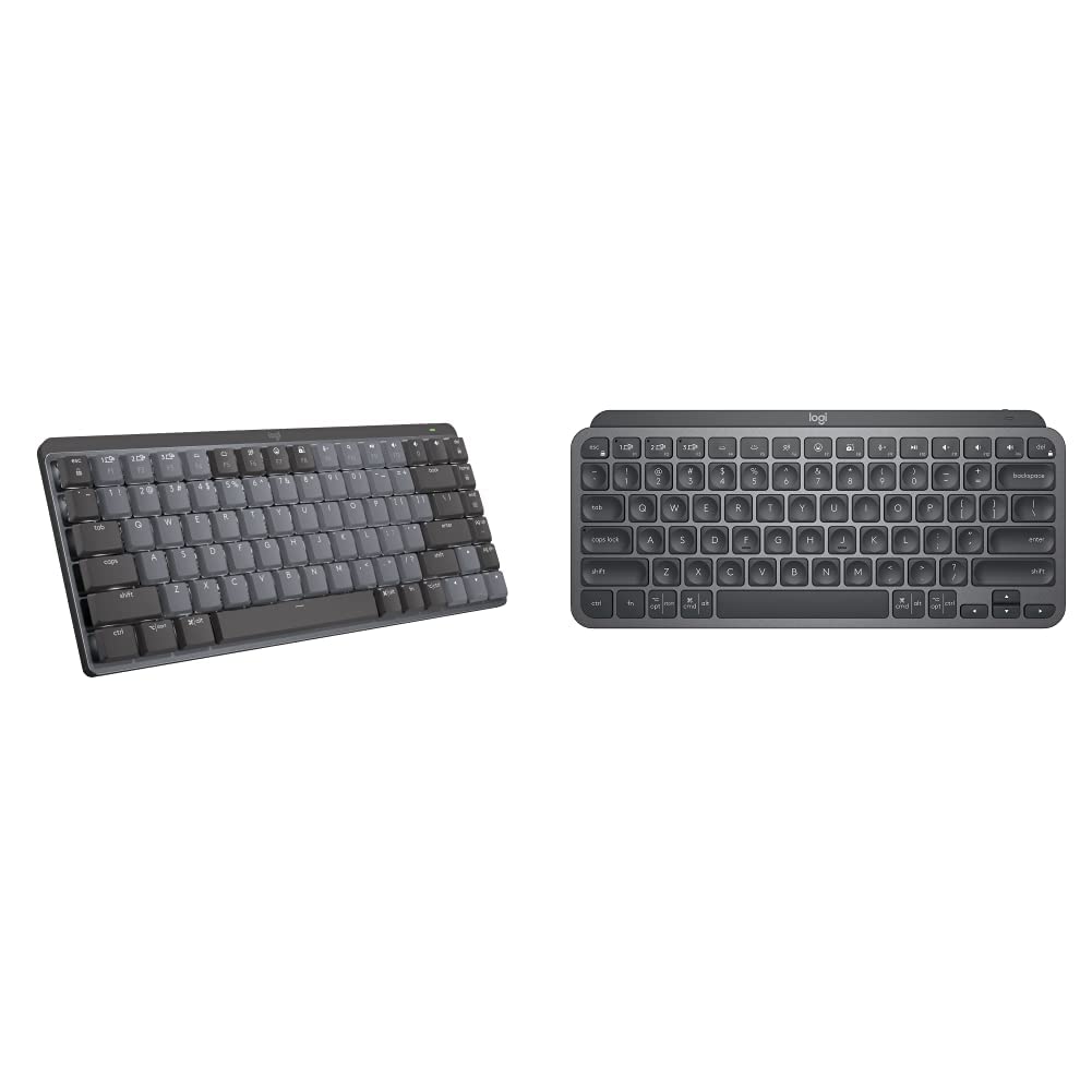 Logitech MX Mechanical Mini Wireless Backlit Keyboard & MX Keys Mini Wireless Illuminated Keyboard - Compact Bluetooth Keyboard with USB-C for Mac/Windows, Perfect for Office Work & Gaming - Graphite