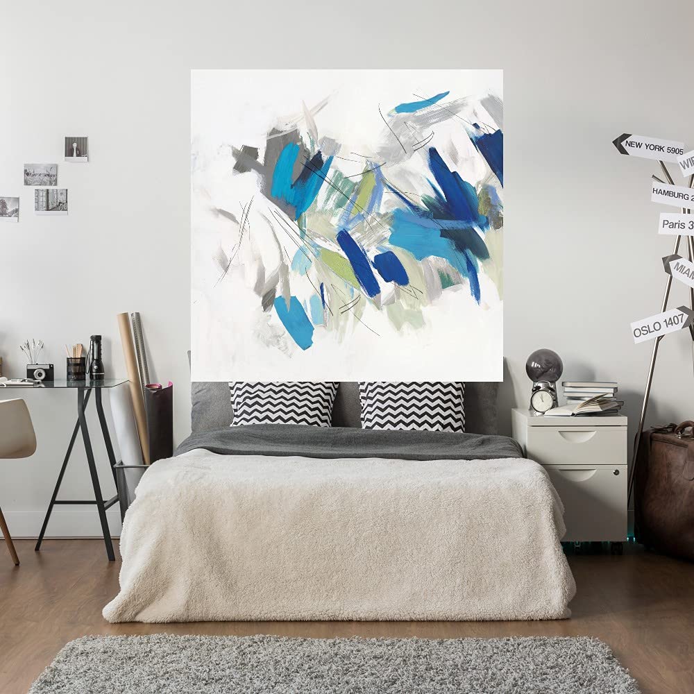 Blue Graffiti Art Canvas Wall Decor - 22x22 Inch Modern Abstract Painting by PI Studio - Ready to Hang for Living Room, Bedroom, Office & More - Perfect for Home Decor, Gift & Interior Design