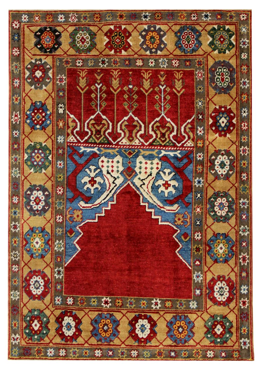 Handwoven Antique Ladik Prayer Rug - Traditional Tribal Design J30068 - Perfect for Home Decor, Meditation & Spiritual Spaces