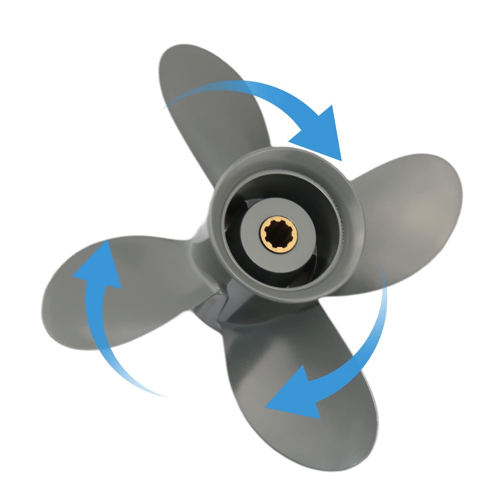 Jetman 4-Blade Aluminum Outboard Propeller for Honda 8HP/9.9HP/15HP/20HP Engines - 8 Spline Tooth RH Boat Accessories - Perfect for Fishing, Boating & Marine Activities