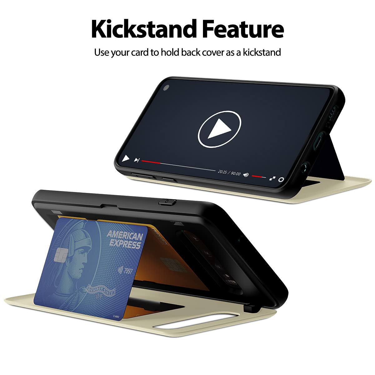 GOOSPERY Galaxy S10 Wallet Case with Card Holder & Kickstand - Slim Protective Dual Layer Bumper Phone Cover (White) - Perfect for Travel, Work & Everyday Use