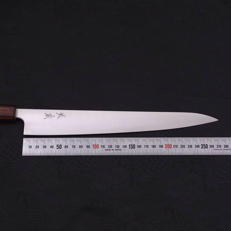 Premium Sujihiki Japanese Knife 270mm - Stainless Clad Blue Super Steel with Polished Sumi Urushi Handle - Perfect for Slicing Sashimi, Sushi & Roast Meats