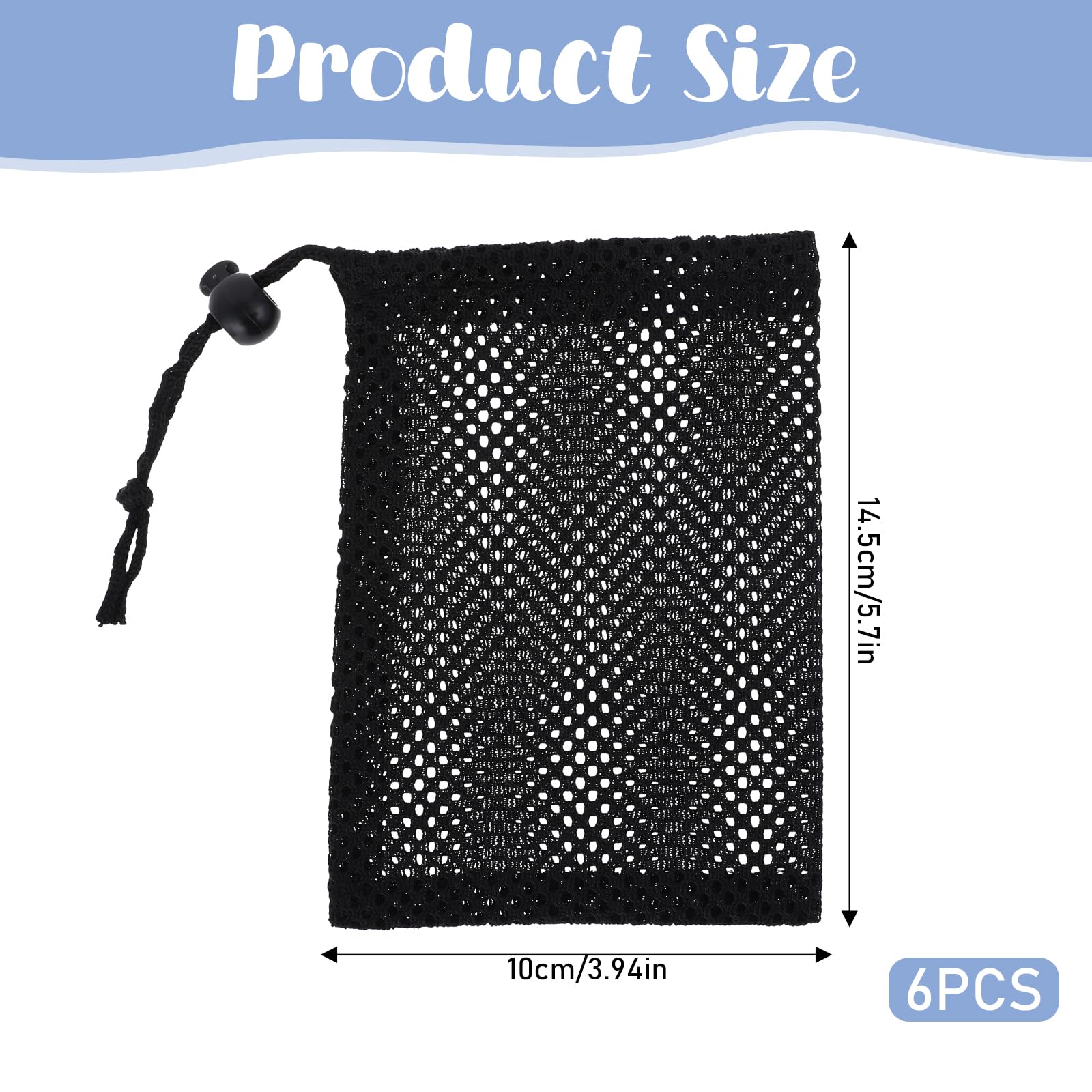 6-Pack Small Mesh Drawstring Bags 6x4 Inch - Durable Nylon Storage Pouches for Travel, Jewelry, Cosmetics & Organizing - Portable Laundry Bags for Gym, Beach & Camping Essentials