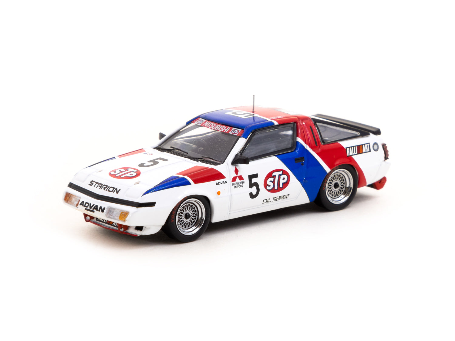 Tarmac Works 1/64 Scale Mitsubishi Starion JTC 1987 #5 Diecast Model Car - Collectible Miniature Vehicle for Display & Racing Scenes