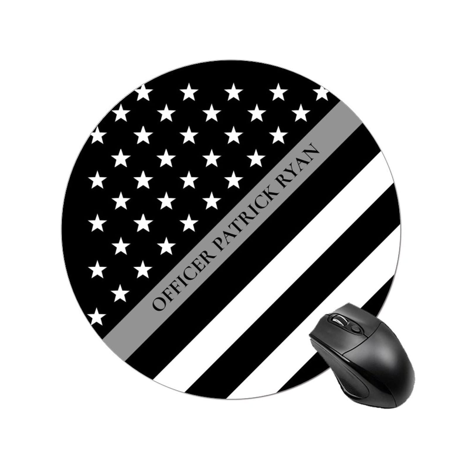 Thin Gray Line Correctional Officer American Flag Mouse Pad - 8 Inch Round Non-Slip Desk Mat for Office, Gaming & Home Use