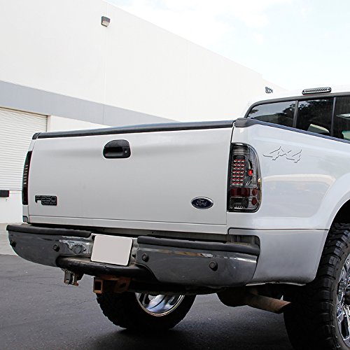 AKKON Smoked Dual Halo Ring LED Projector Headlights & LED Tail Lights for Ford F250 F350 F450 F550 Super Duty Trucks - Upgrade Your Night Driving & Off-Road Adventure