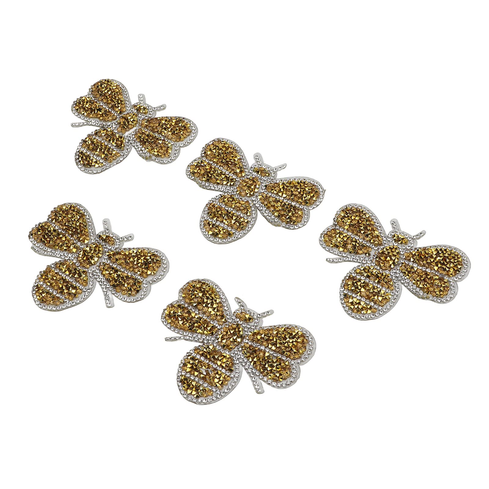 5Pcs Embroidered Bee Rhinestone Iron-On Patches for DIY Sewing - Cute Cotton Applique for Backpacks, Clothes, Bags & Caps - Perfect for Arts & Crafts, Costume Design and Fashion Customization