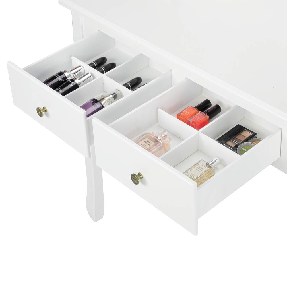 Bonnlo White Lighted Vanity Set with Mirror, Drawers & Cushioned Stool - Makeup Dressing Table for Teen Girls & Women | Perfect for Bedroom, Bathroom & Beauty Salon Decor