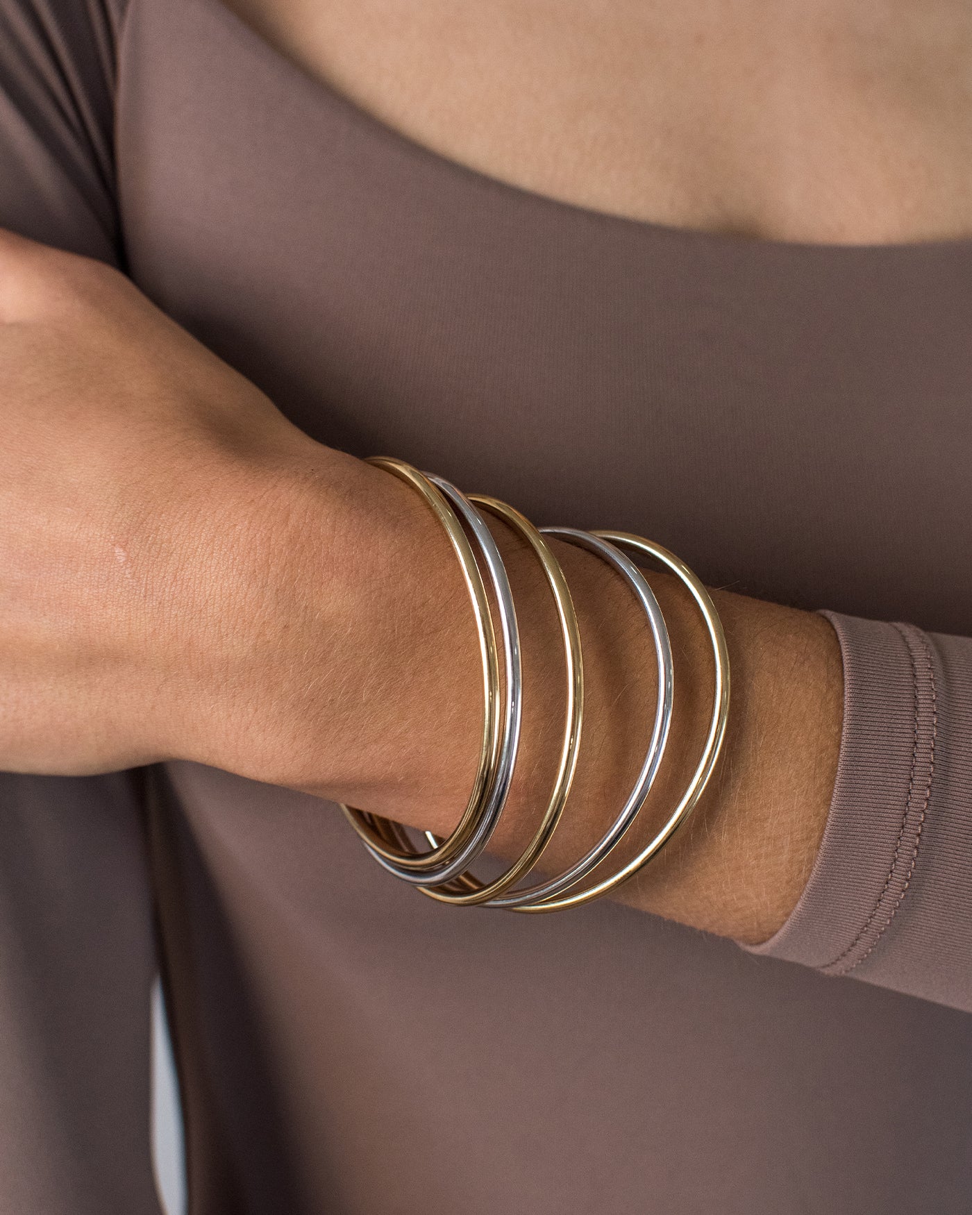 Dane Bangle Set Two Tone - Elegant Stackable Bracelets for Women, Perfect for Casual & Formal Occasions