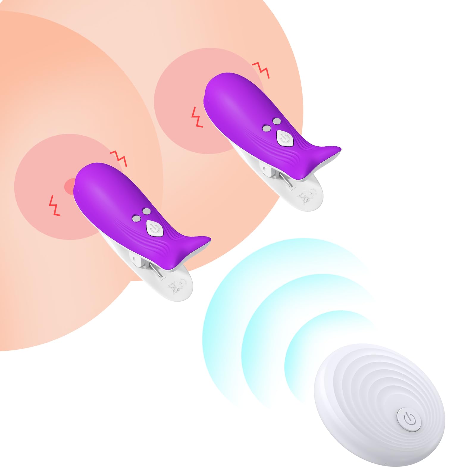 Premium Nipple Vibrators & Clitoris Clips - 10 Powerful Vibration Modes, Wireless Remote Control for Women & Couples - Purple & White - Enhance Intimacy & Foreplay in the Bedroom