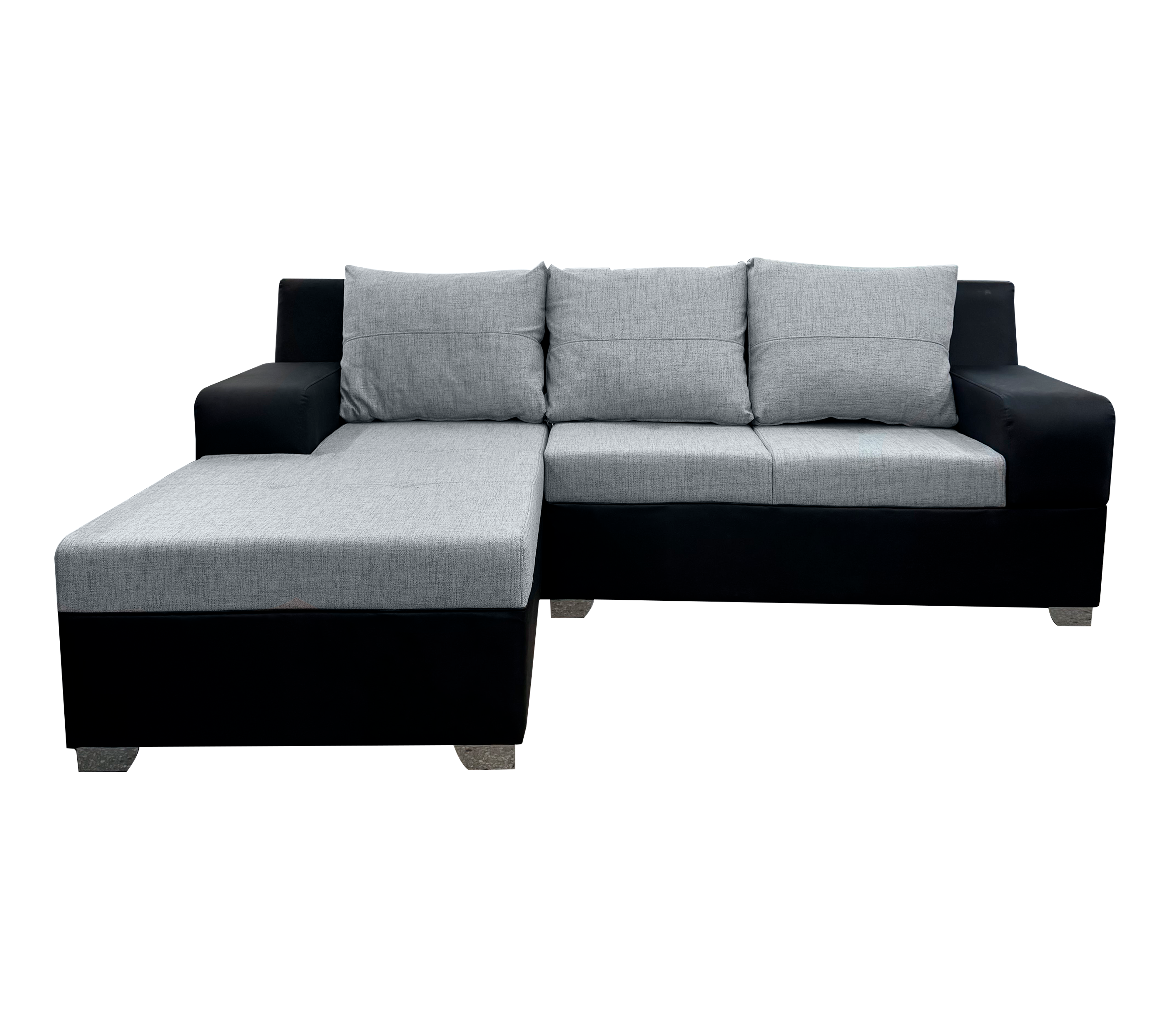 Modular L-Shaped Sectional Sofa Set with 3-Seat Chaise Lounge - Bipiel/Fabric Luxury Combination by Okalia | Perfect for Living Room, Lounge, and Modern Home Decor