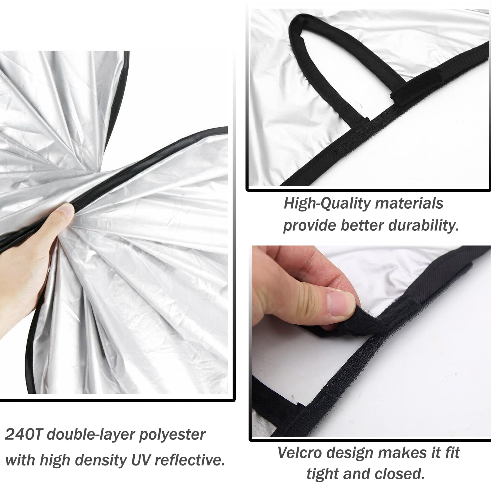 Premium Tesla Model 3 & Y Windshield Sunshade - 240T Reflective Polyester Sun Heat Protector with Storage Pouch | UV Protection & Heat Blocking Car Accessories | Perfect for Summer Parking & Road Trips