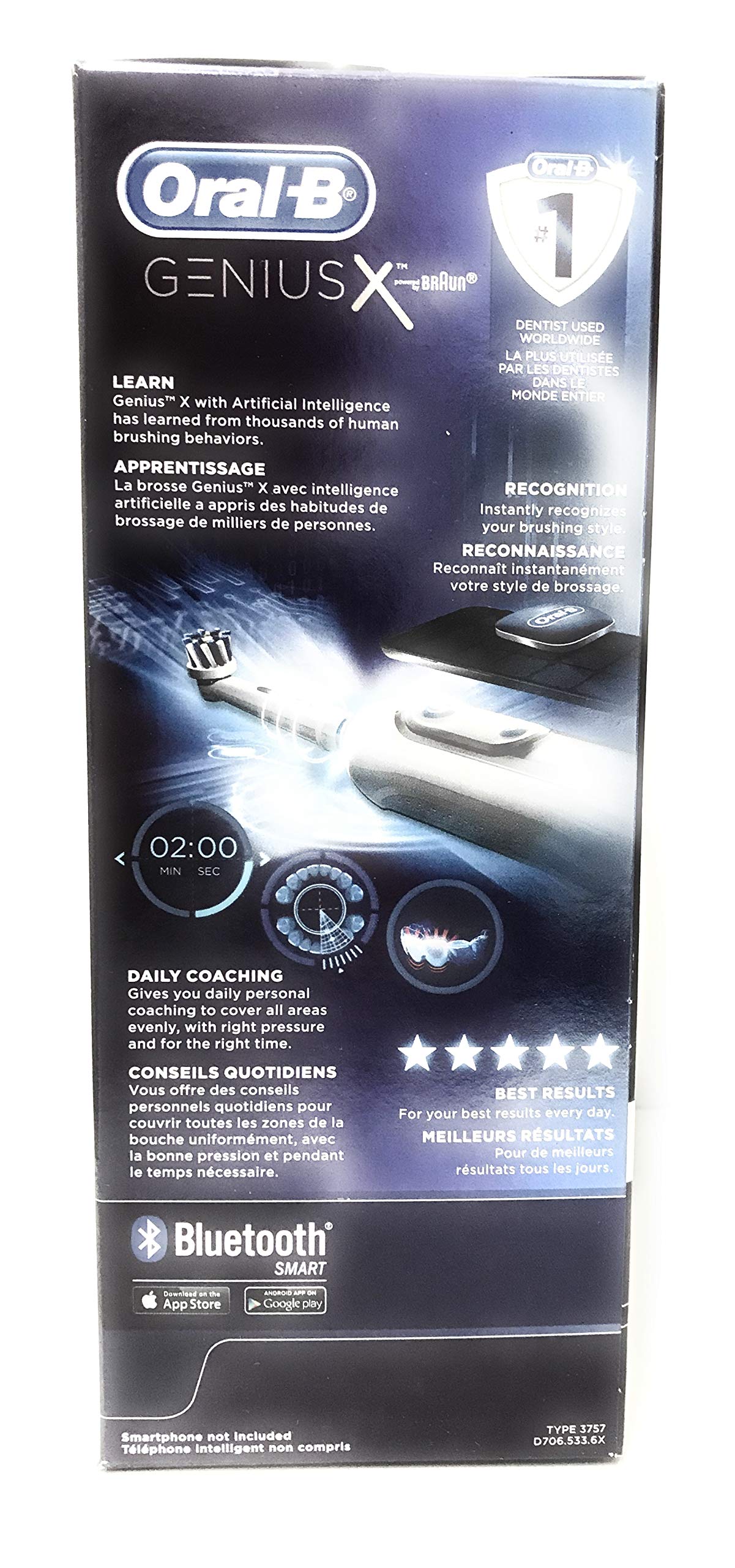 Oral-B Genius X Electric Toothbrush with Smart Pressure Sensor - Rechargeable Corded Toothbrush for Adults - Includes Brush Heads & Travel Case - Perfect for Home & Travel Use