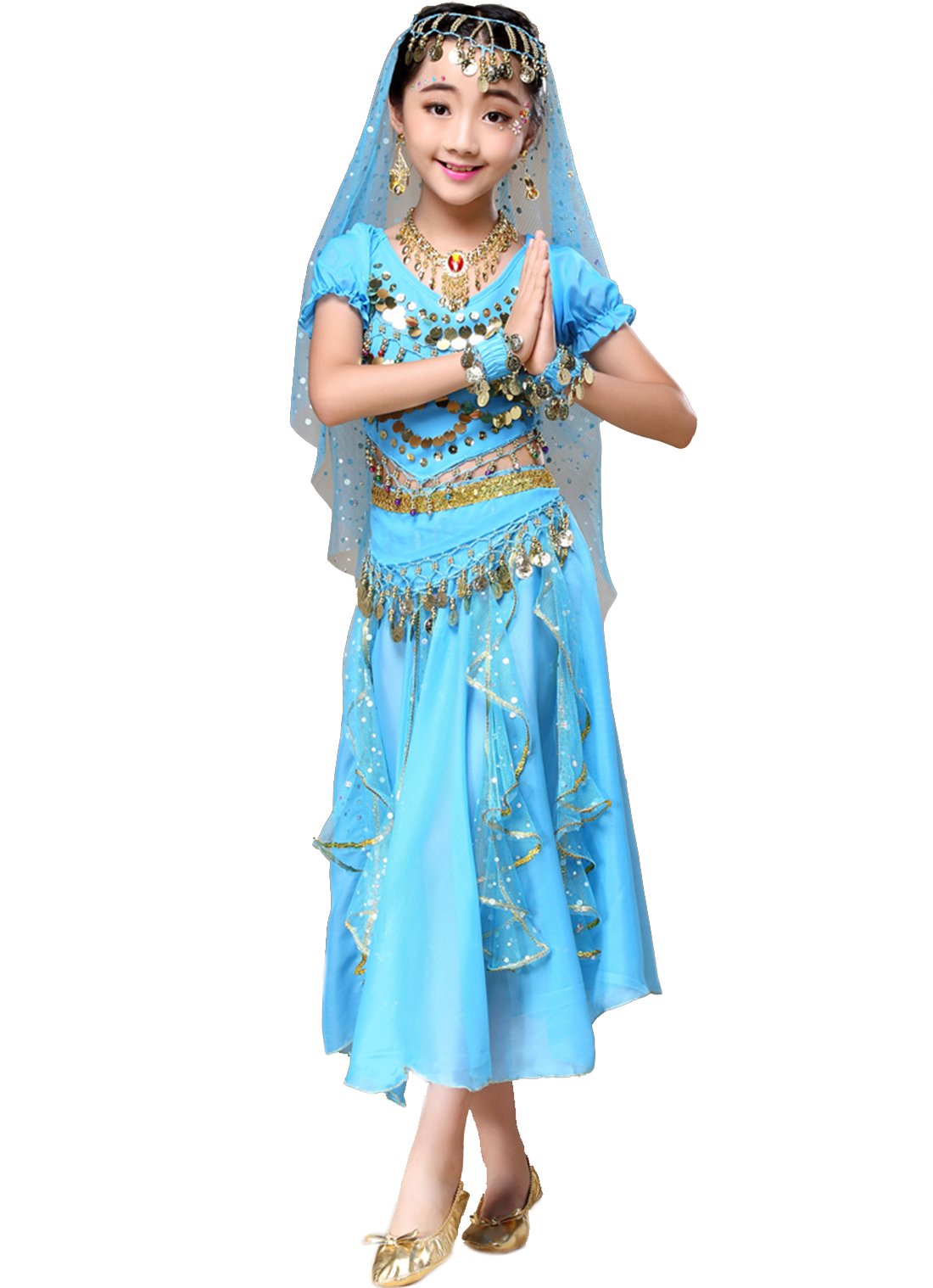 Stunning Astage Girl Belly Dance Costume with Sequins - Indian Dance Outfit for Halloween, Carnival, and Party Performances