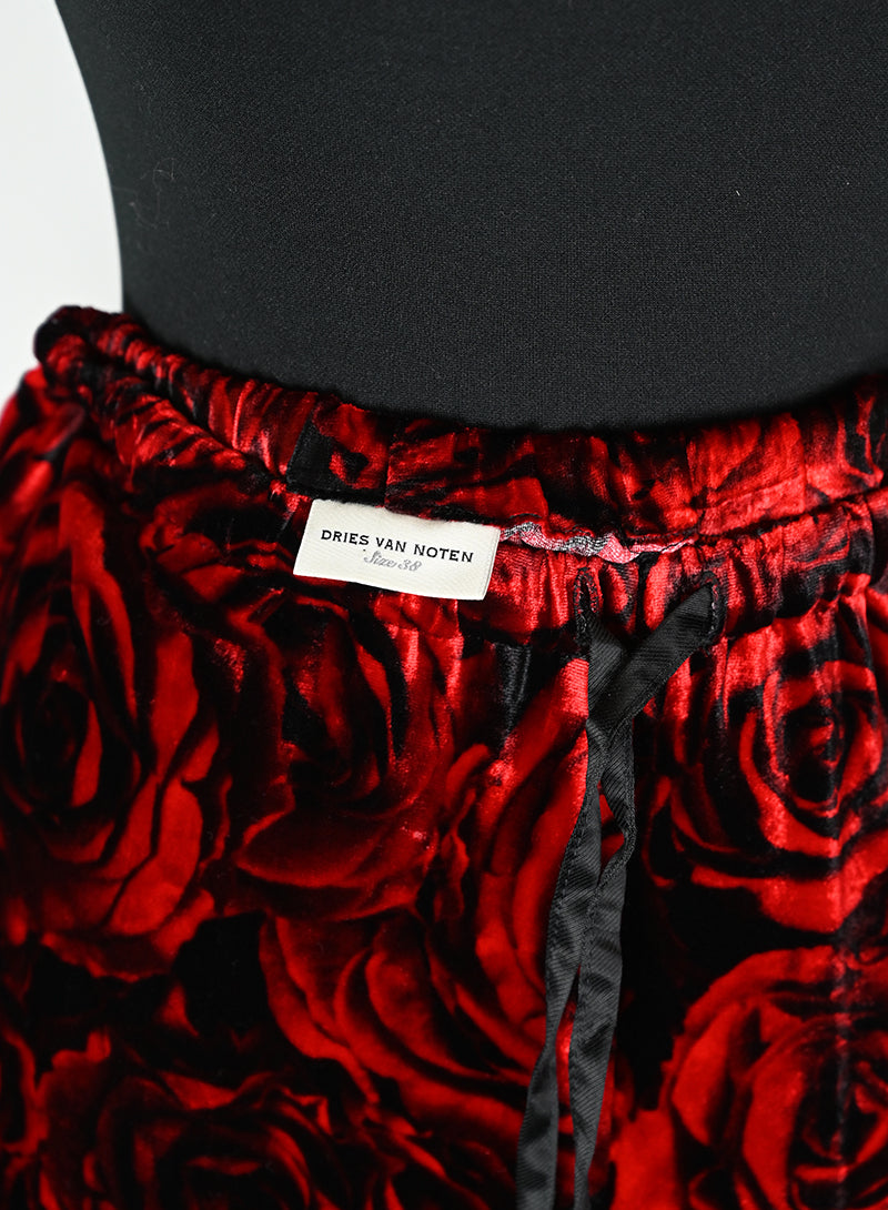 Dries Van Noten Floral Print Dress with Red Roses - Size 40 | Elegant Women's Fashion for Parties & Special Occasions