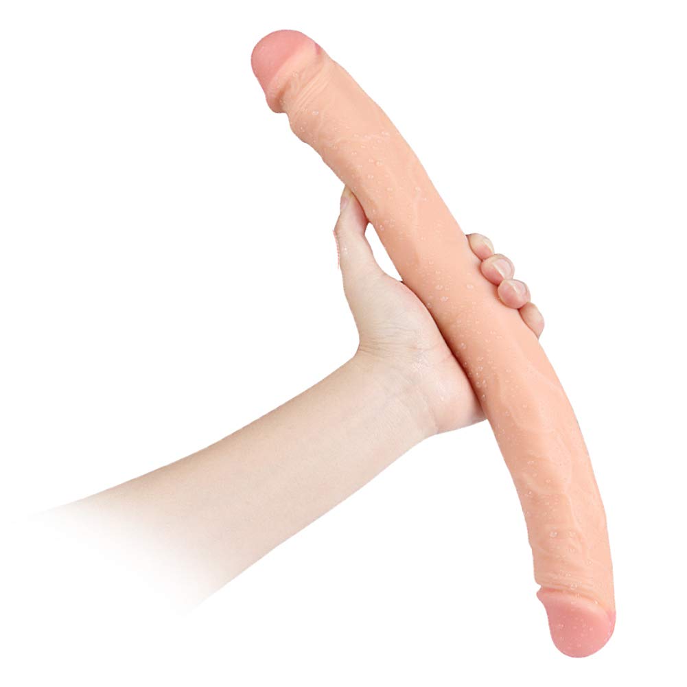 **FST 15 Inch Extra Long Double Head Dildo - Flexible Realistic Penis for Women, Lesbian Couples - Vaginal, Anal, G-Spot & Prostate Stimulation - Perfect for Solo Play & Couples' Fun**