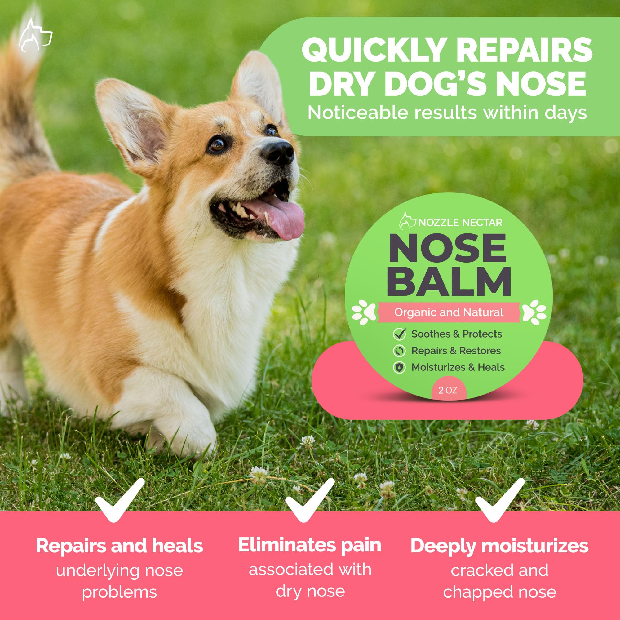 Organic Dog Nose Balm - 100% Natural Healing Cream for Dry, Chapped & Rough Dog Noses - Moisturizing Treatment to Repair & Protect - Perfect for Outdoor Adventures & Winter Care