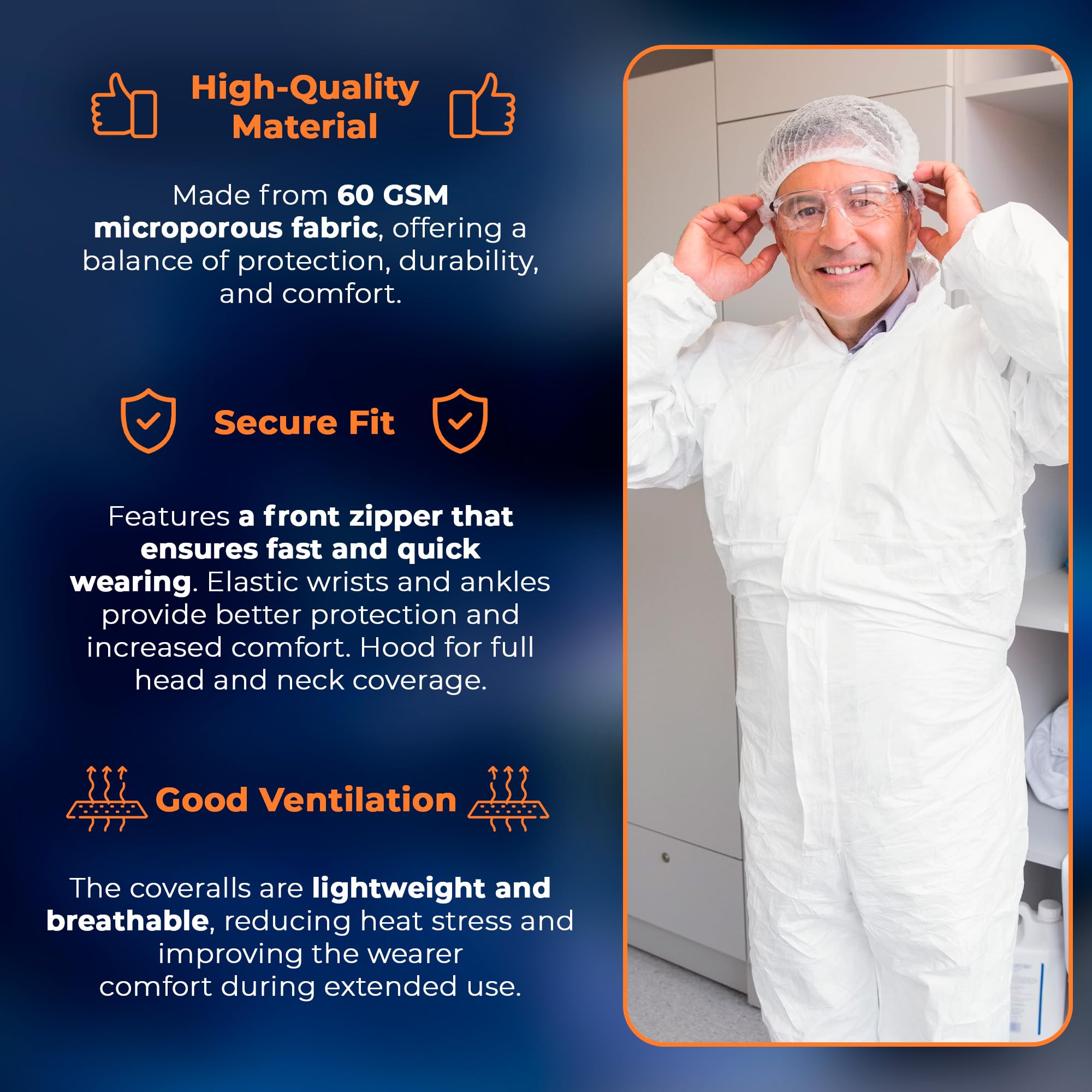 EZGOODZ White Disposable Coveralls with Hood - 25 Pack Hazmat Suits (Size M) | 60 GSM Microporous Painters Suit | Elastic Wrists & Ankles | Waterproof Protective Coveralls for Painting, Construction, Chemical Handling & Industrial Work