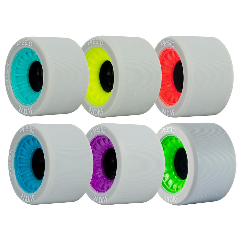 Radar Presto 59mm Quad Wheels - 4 Pack Set for Roller Skates, Skateboards & Scooters - High Performance Outdoor & Indoor Sports Wheels