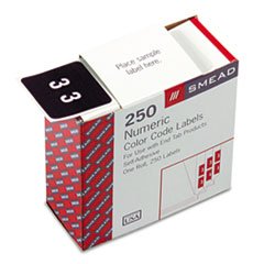 Number 3 End Tab Labels - White on Purple (250/Roll) for File Organization