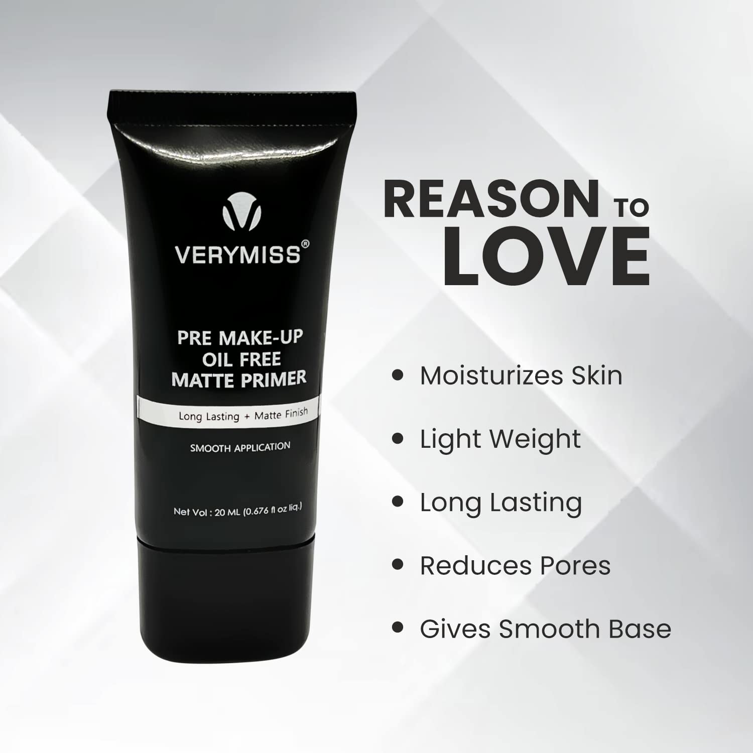 Verymiss Oil-Free Matte Makeup Primer - Long-Lasting Pore Minimizer & Smoothing Base for Flawless Makeup Application - Perfect for Oily Skin, Daily Wear & Special Occasions