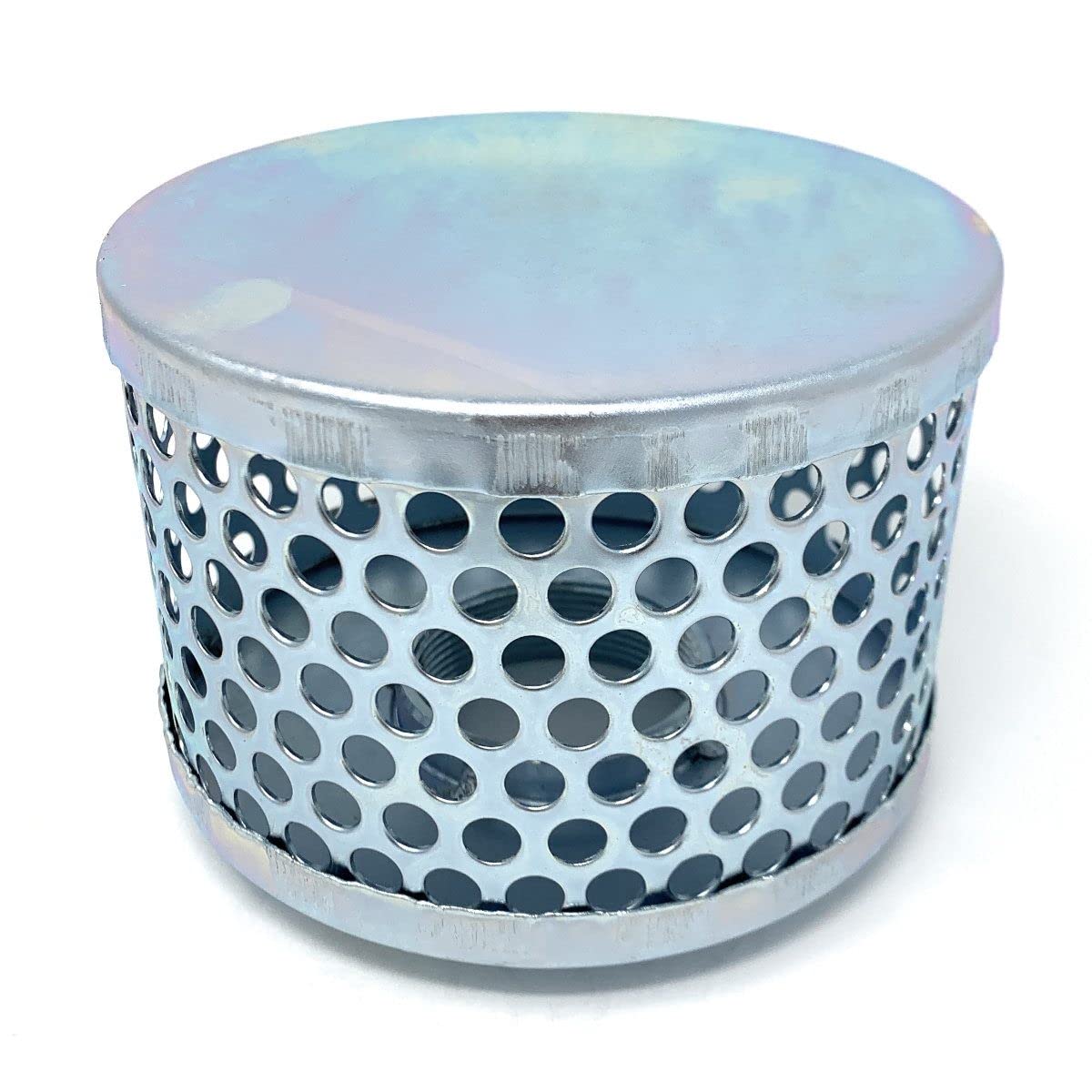 Gloxco 2 Inch Suction Strainer with Round Holes - Zinc Plated Steel Filter for Pumps, Pools & Plumbing - Durable Water Filtration Solution (STR-RH200)