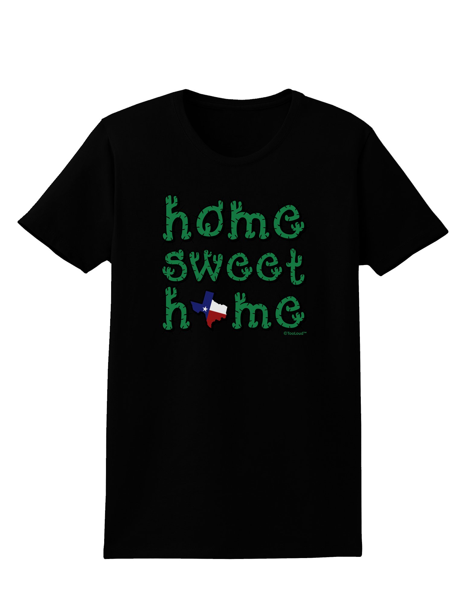 TooLoud Women's Dark Texas T-Shirt - Cactus & State Flag Design - Comfortable Cotton Tee for Casual Wear, Outdoors & State Pride