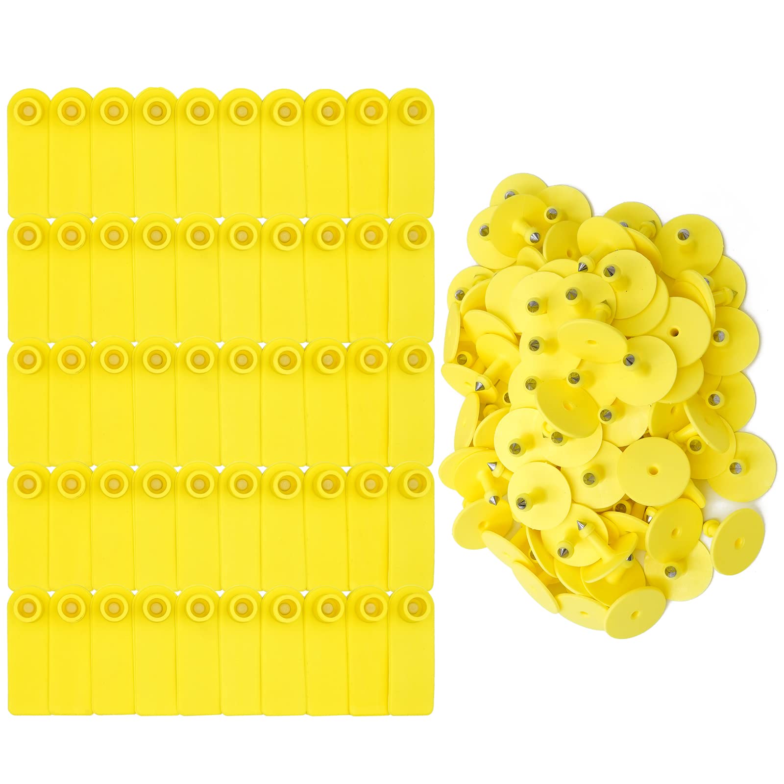 MINYULUA 100-Piece Blank Livestock Ear Tags for Goats, Sheep, Cattle, Pigs - Yellow | Animal Identification Tags for Farm & Ranch Use | Durable for Outdoor Farming & Livestock Management
