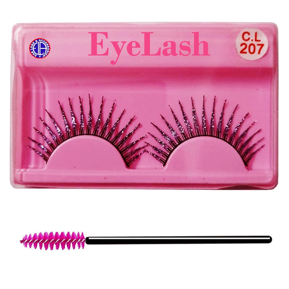 Ear Lobe & Eyelash Accessories Combo Pack | Spooly Eyebrow Brush (1pc) | Reusable False Eyelashes CL-207 | Perfect for Makeup Artists & Beauty Enthusiasts