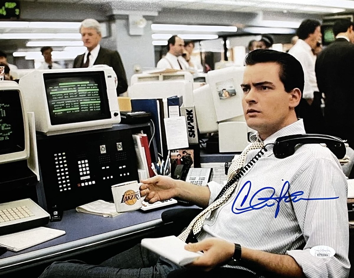 Charlie Sheen Autographed Wall Street Movie 11x14 Photo with JSA Certificate - Perfect for Movie Memorabilia Collectors & Fans Display