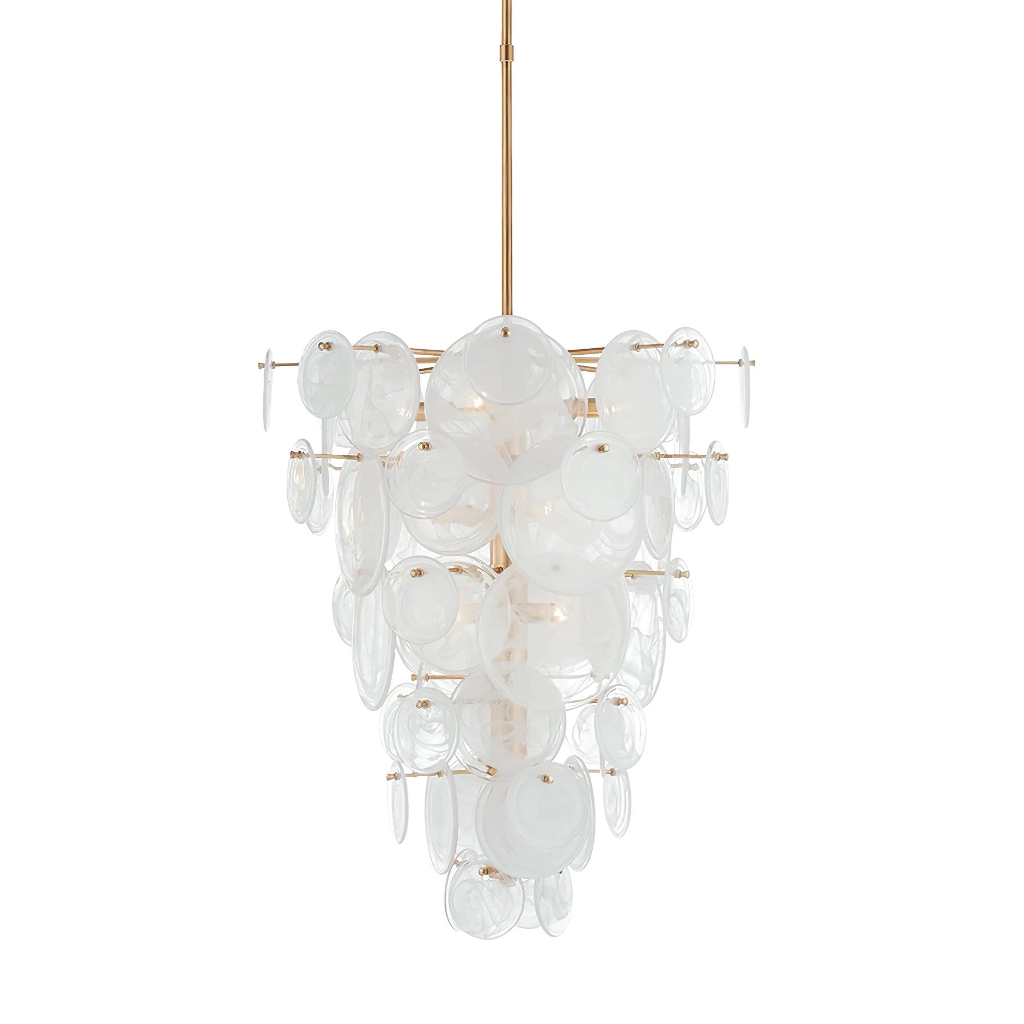 Elegant Brass Discs Cascading Chandelier - Modern Ceiling Light Fixture for Dining Room, Living Room & Bedroom Decor