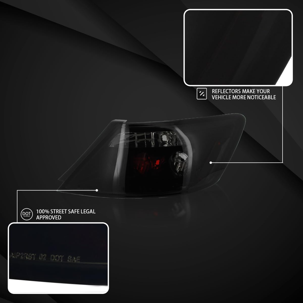 AUTOZENSATION Smoke Lens Glossy Black Tail Lights - Compatible with 2006-2011 Honda Civic Coupe 2 Door (Left & Right Pair Assembly) - Upgrade Your Car's Rear Style for Night Driving & Enhanced Visibility