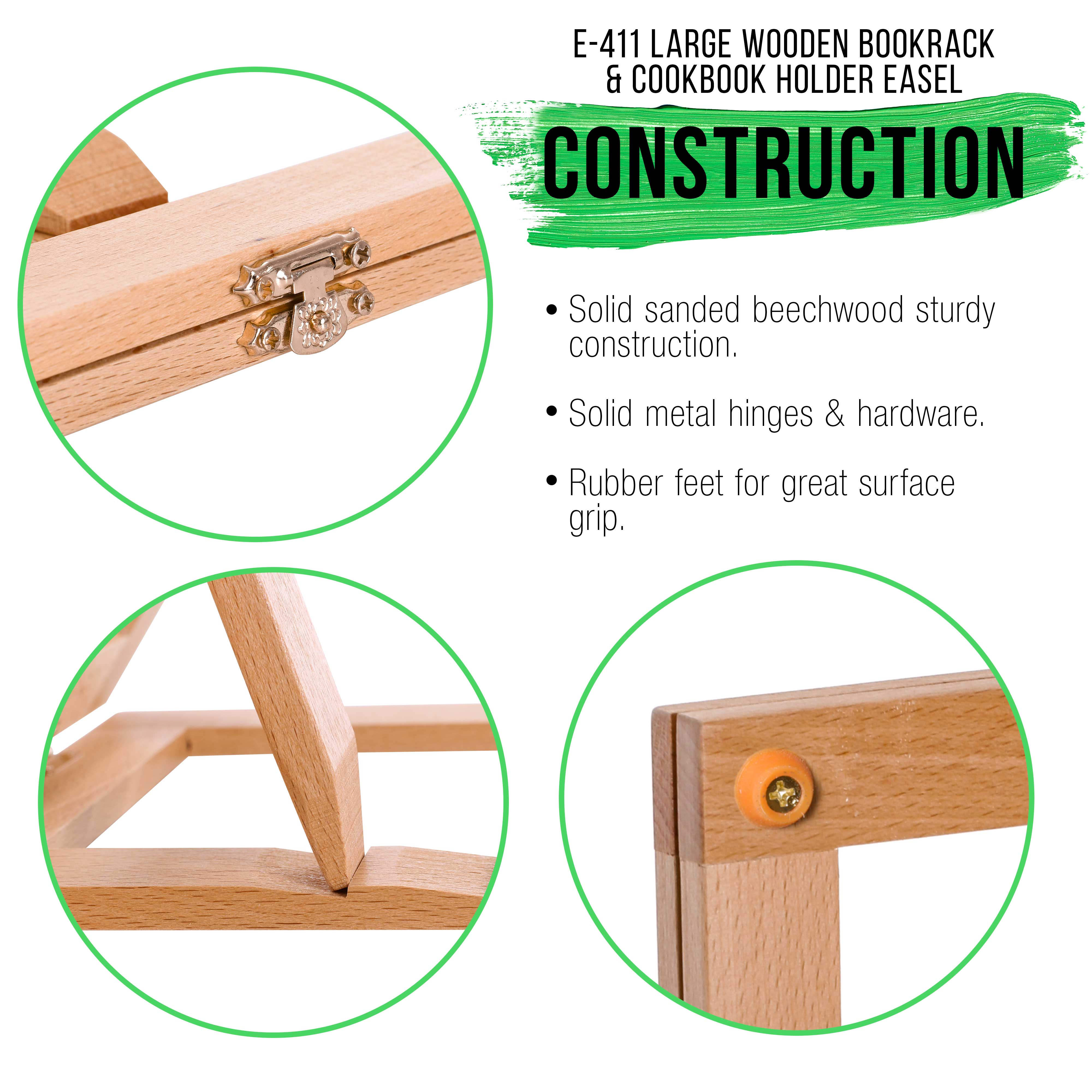 Adjustable Large Wooden Table Easel - Multi-Functional Cookbook Stand, Recipe Holder & Tablet Rest for Kitchen Counter, Dining Table & Art Studio - Perfect for Cooking, Baking & Painting