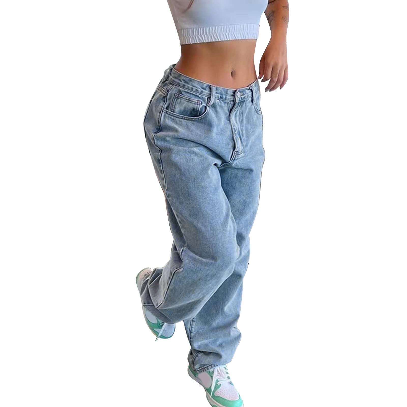 Women's High Waist Straight Leg Jeans - Loose Fit Wide Leg Denim Pants for Casual Street Style | Perfect for Daily Wear, Work & Weekend Outfits