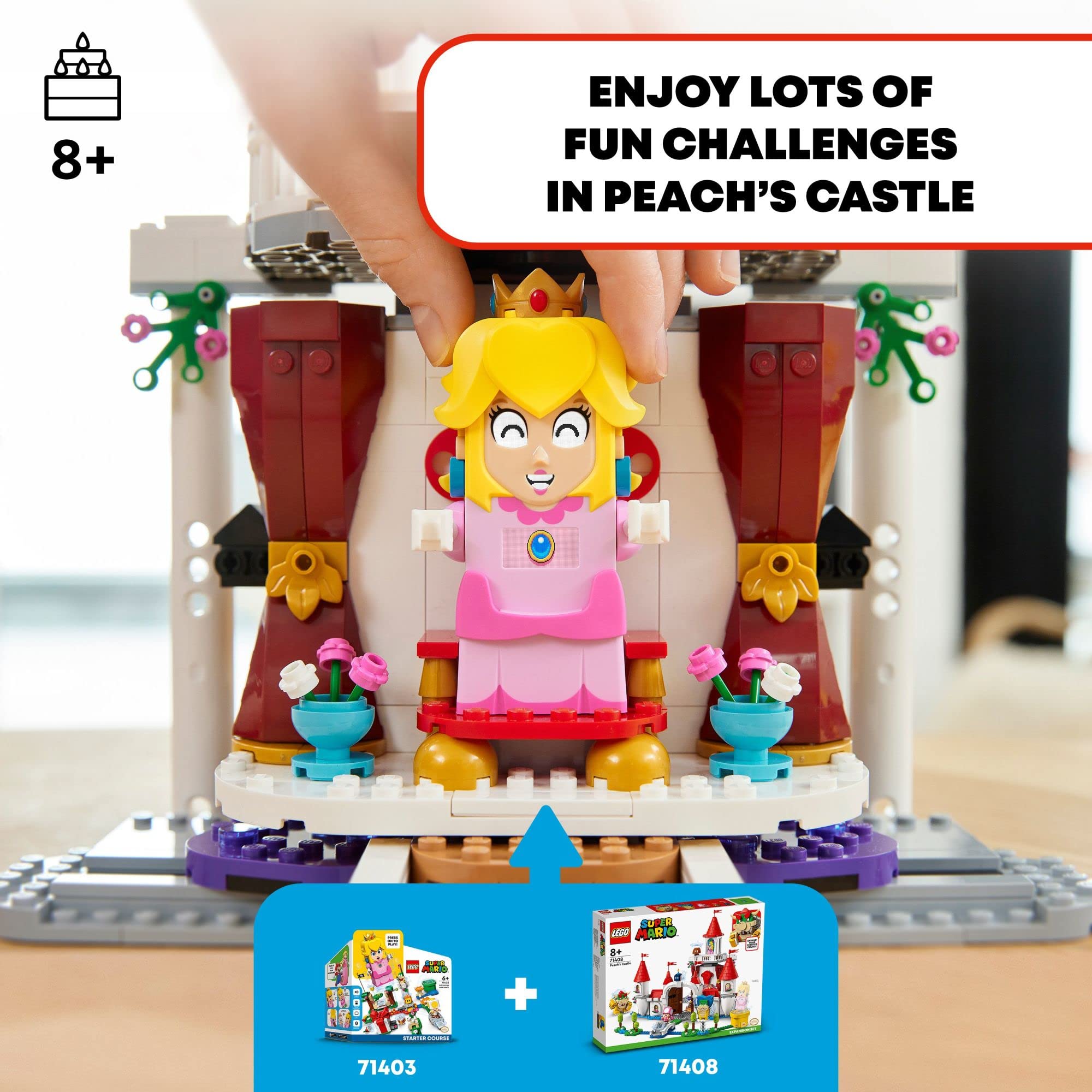 LEGO Super Mario Peach’s Castle Expansion Set 71408 | Interactive Building Toy with Bowser & Toadette Figures | Compatible with Starter Course | Perfect Gift for Kids Ages 8+ | Fun Family Game Night & Creative Play