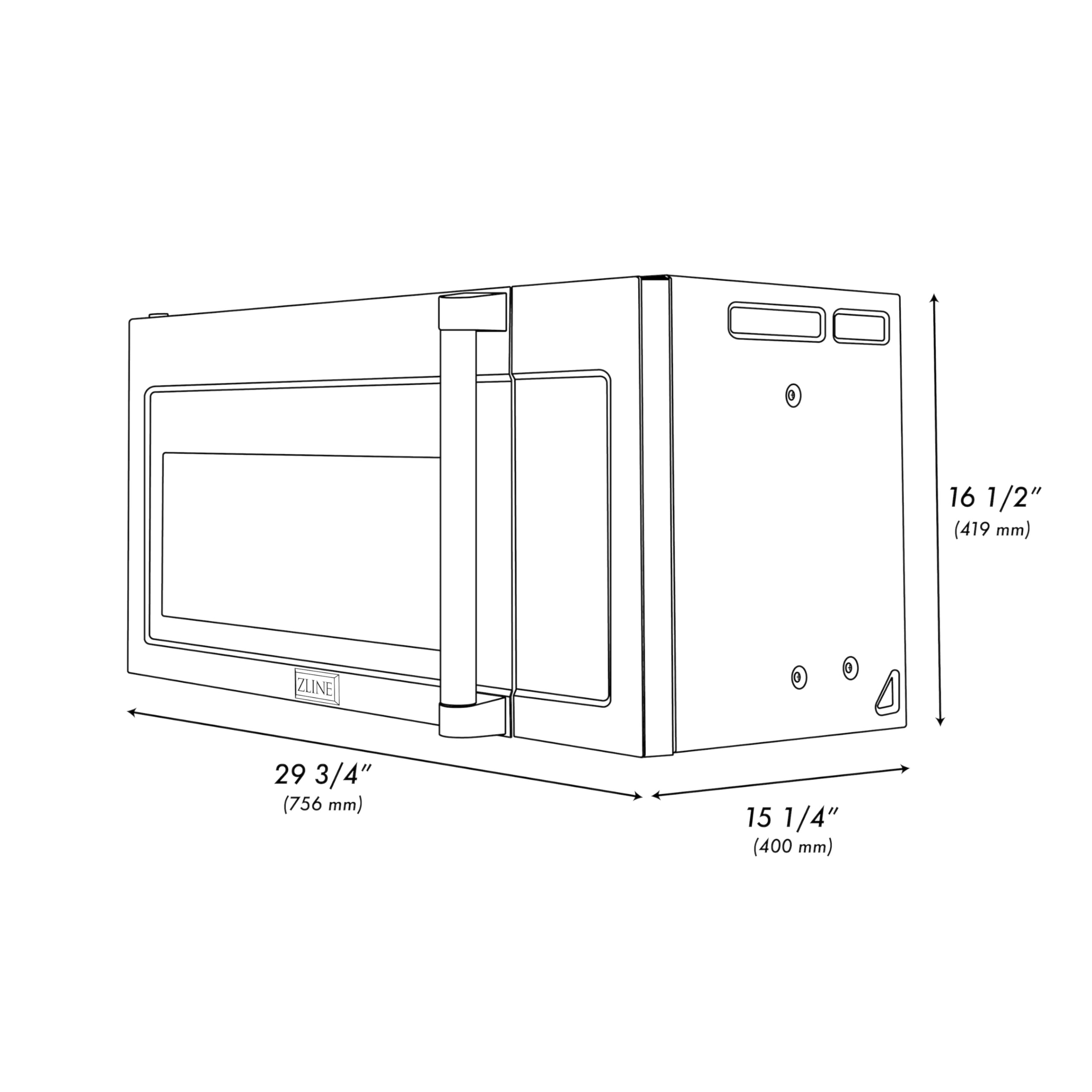 ZLINE 1.5 cu. ft. Over the Range Convection Microwave Oven - Fingerprint Resistant Stainless Steel, Traditional Handle & Sensor Cooking - Perfect for Small Kitchens & Modern Homes